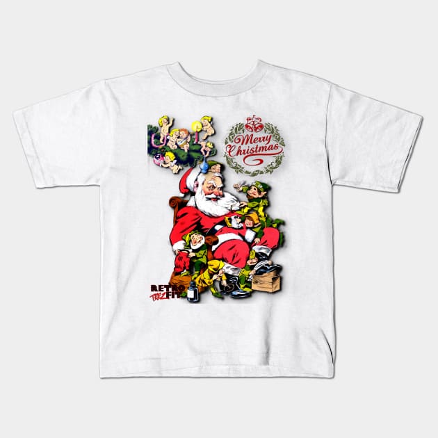 Santa and His Elves Kids T-Shirt by Joaddo